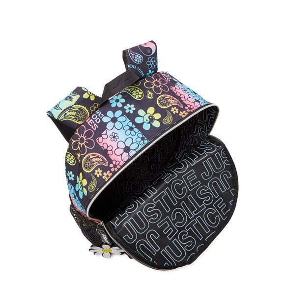 Justice Girls 17" Laptop Backpack Good Vibes Black Multi-Color - Picture 2 of 4